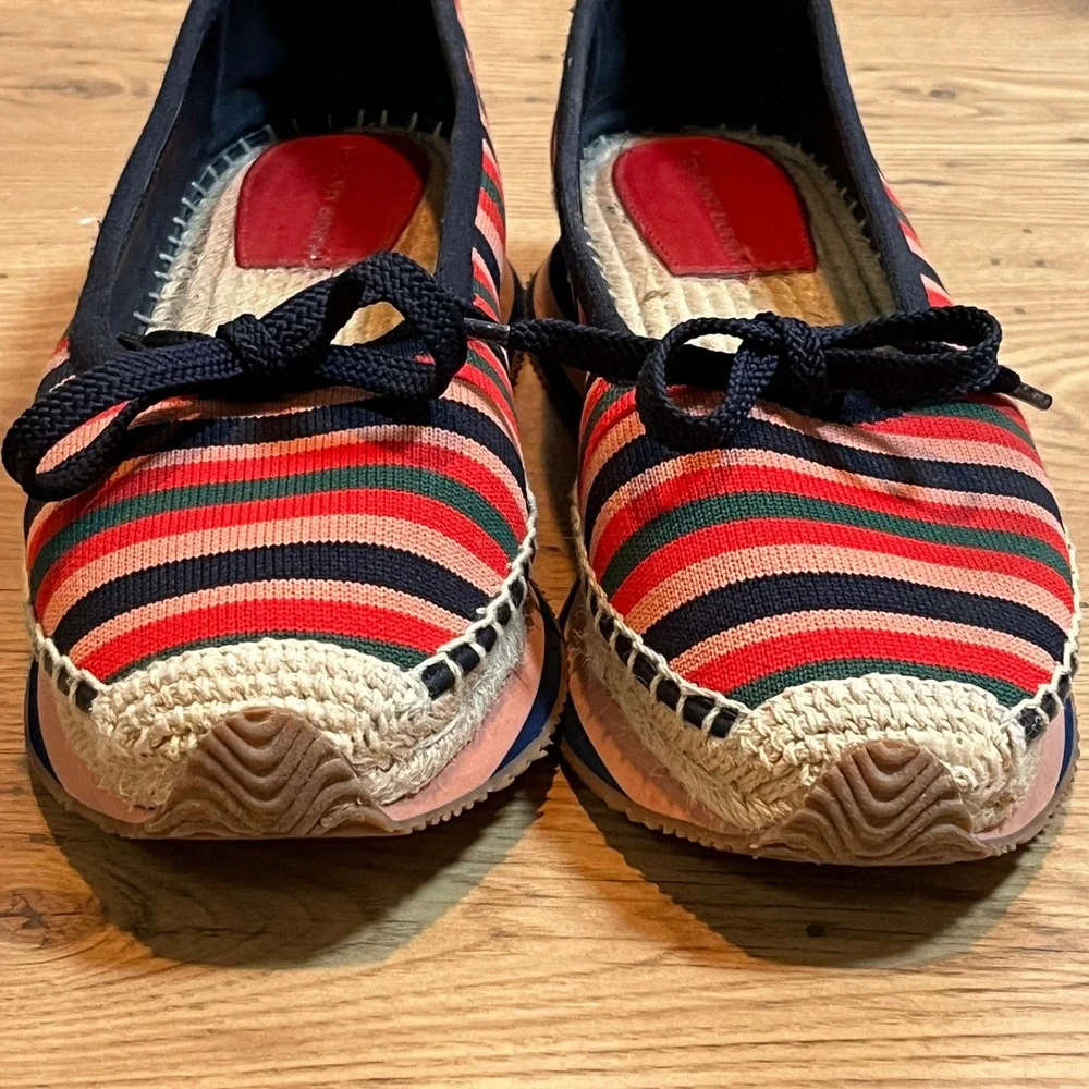 Tory Burch Daisy Sport Espadrille Flats Womens 10.5 Color Striped Canvas Slip On
